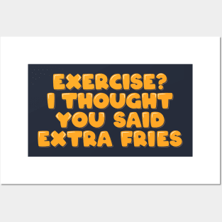 Funny Fitness Fries Over Exercise Posters and Art